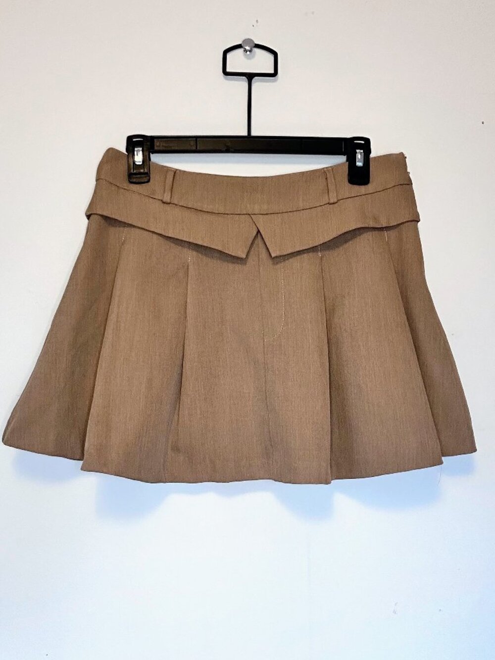 Lush Pleated Tailored Mini Skirt Overlap Waist